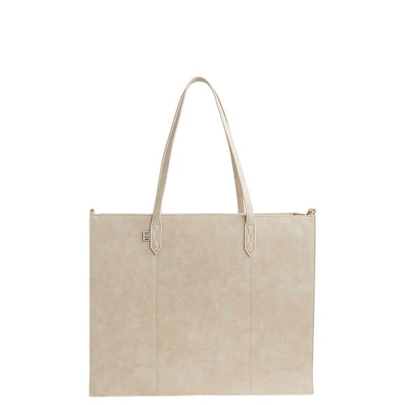 BEIS 'The Large Work Tote' Beige Leather Travel Tote Bag Size OS - Picture 1 of 7